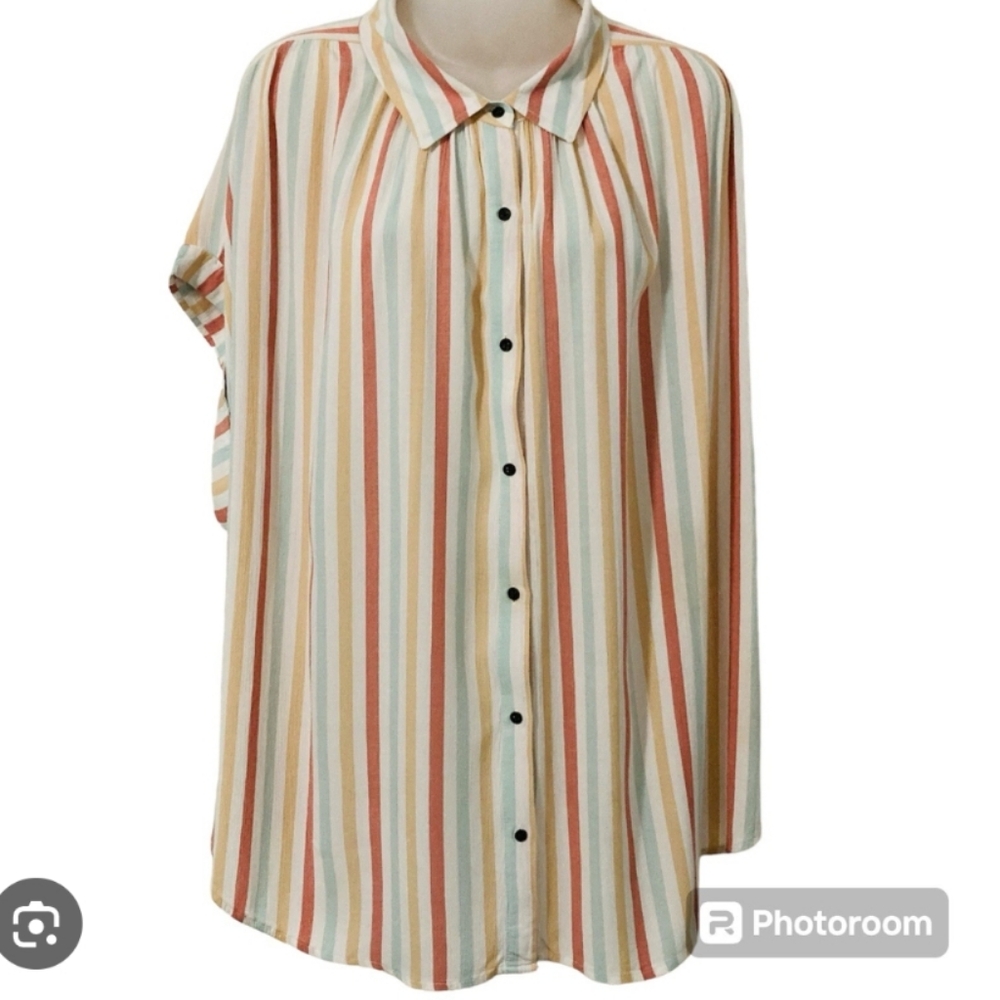 a.n.a Multicolor Striped Button Down Shirt